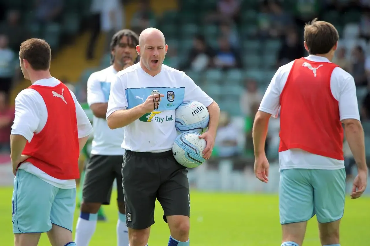 Lee Carsley (centre) during a coaching session at Coventry