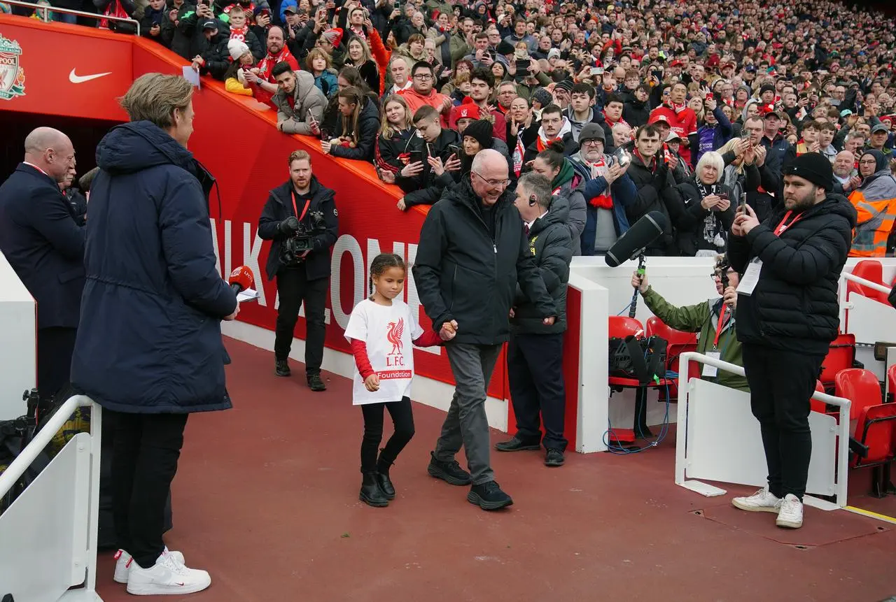 Sven-Goran Eriksson walks out of the dugout at Anfield