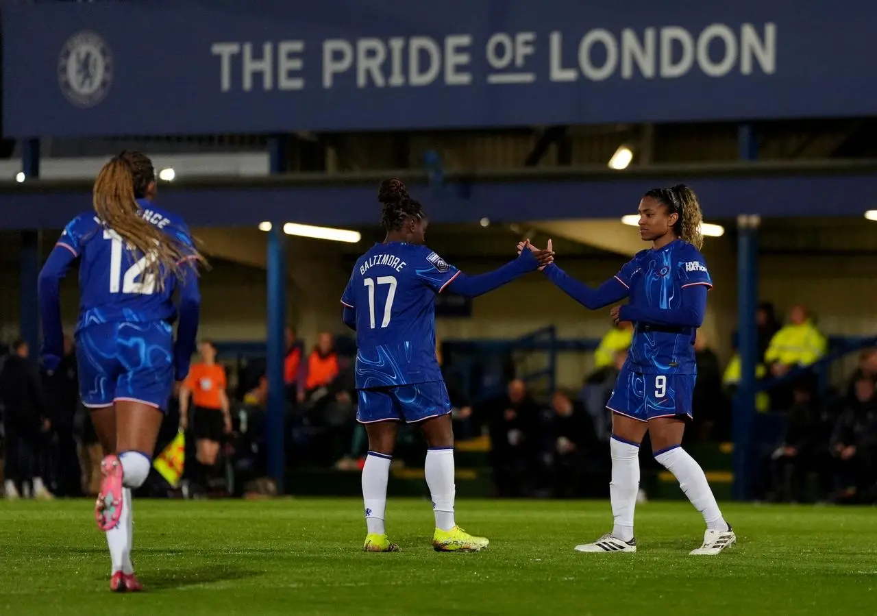 Catarina Macario (right) scored twice for Chelsea