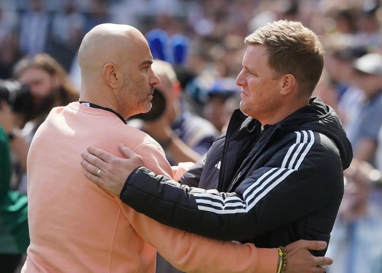 Chelsea manager Enzo Maresca and Newcastle United manager Eddie Howe (right) before a Premier League match at St James’ Park