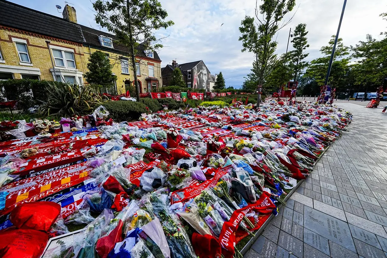 Diogo Jota tributes outside of Anfield