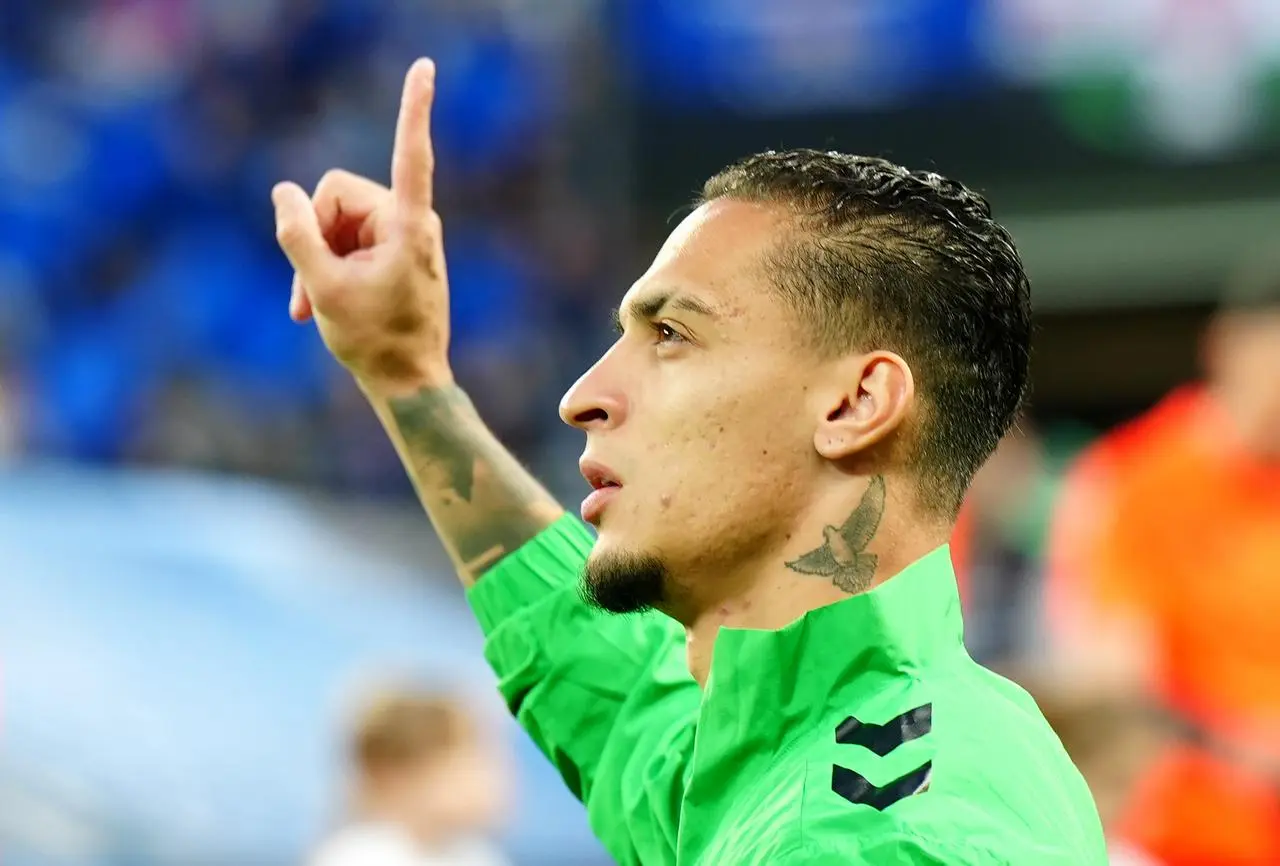 Antony waves to Real Betis fans ahead of the UEFA Conference League final against Chelsea.