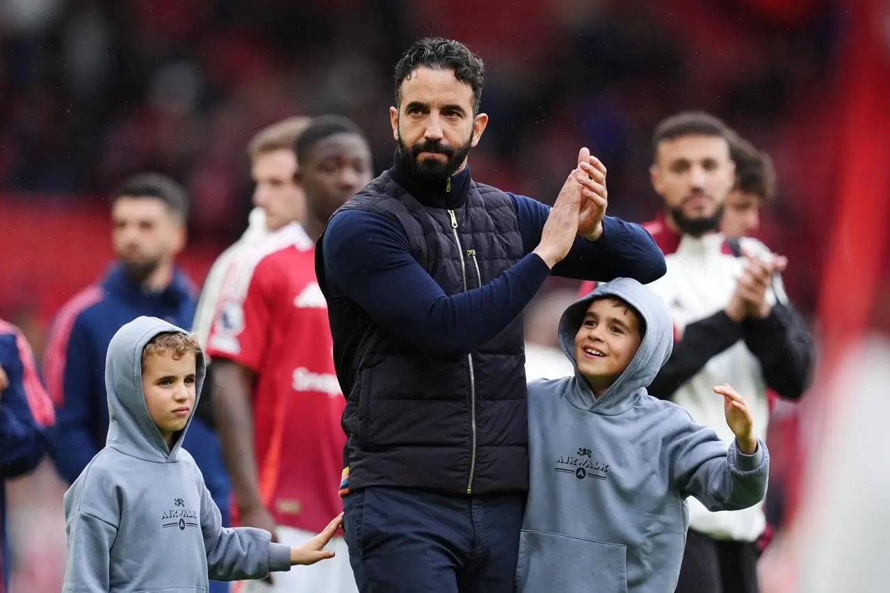 Manchester United boss Ruben Amorim on the pitch