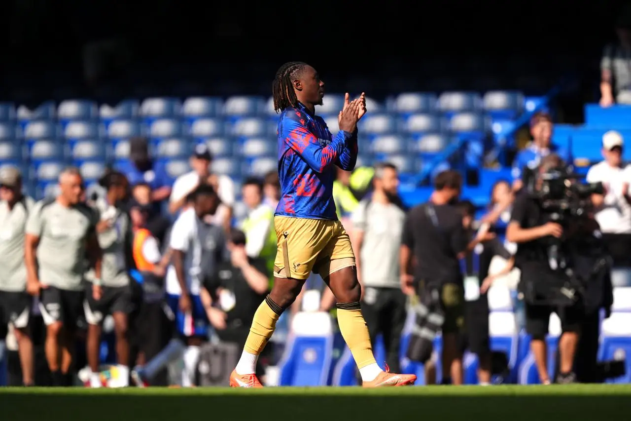 Crystal Palace’s Eberechi Eze applauds the fans