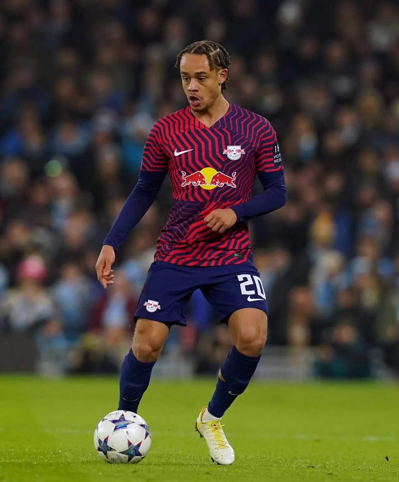Xavi Simons on the ball for RB Leipzig