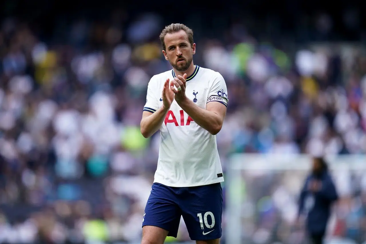 Tottenham Hotspur’s Harry Kane applauds the fans following the Premier League match at the Tottenham Hotspur Stadium in May 2023