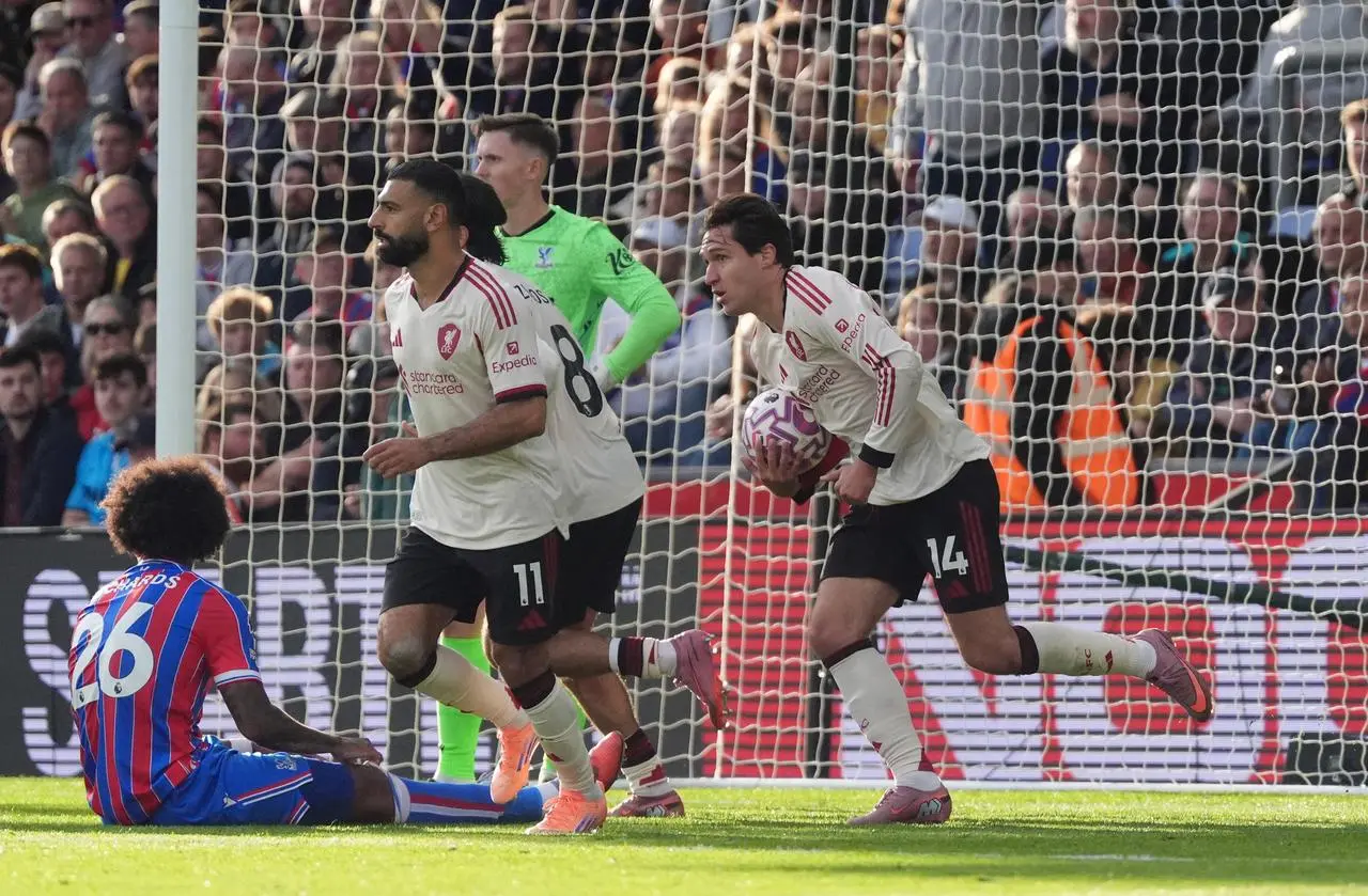 Liverpool’s Federico Chiesa celebrates his equaliser