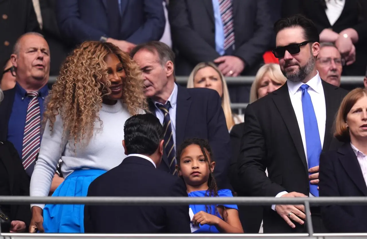 Alexis Ohanian, right, and Serena Williams in Wembley's Royal Box at the Women's FA Cup final
