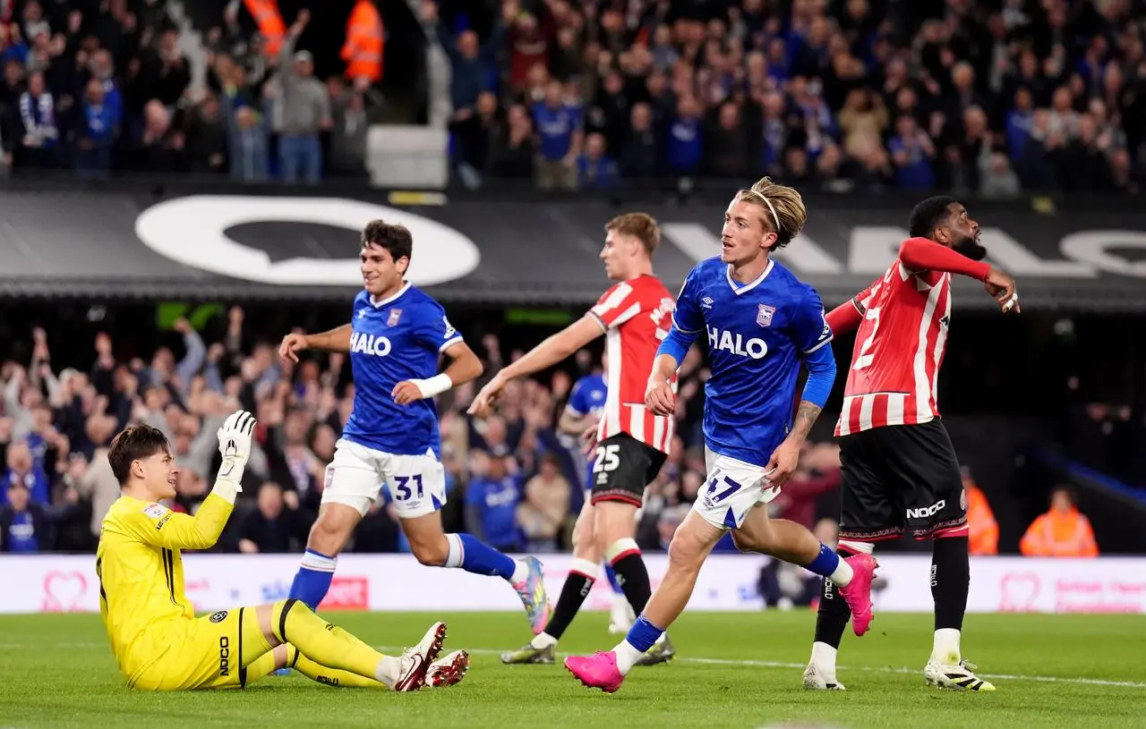 Ipswich Town’s Jack Clarke celebrates scoring their side’s fift