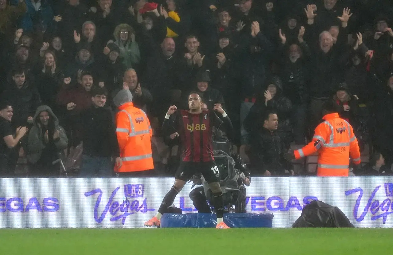 Bournemouth’s Justin Kluivert celebrates his goal