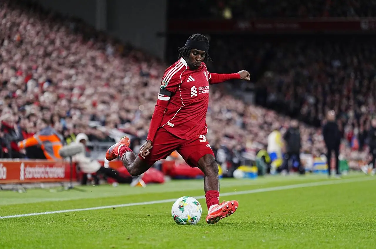 Liverpool’s Jeremie Frimpong during the Carabao Cup third round win over Southampton