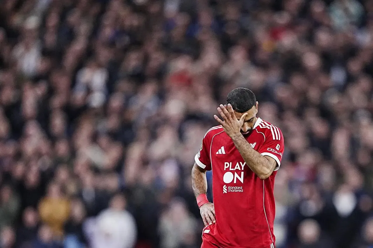 Liverpool’s Mohamed Salah shows his frustration during the Premier League match at Manchester United