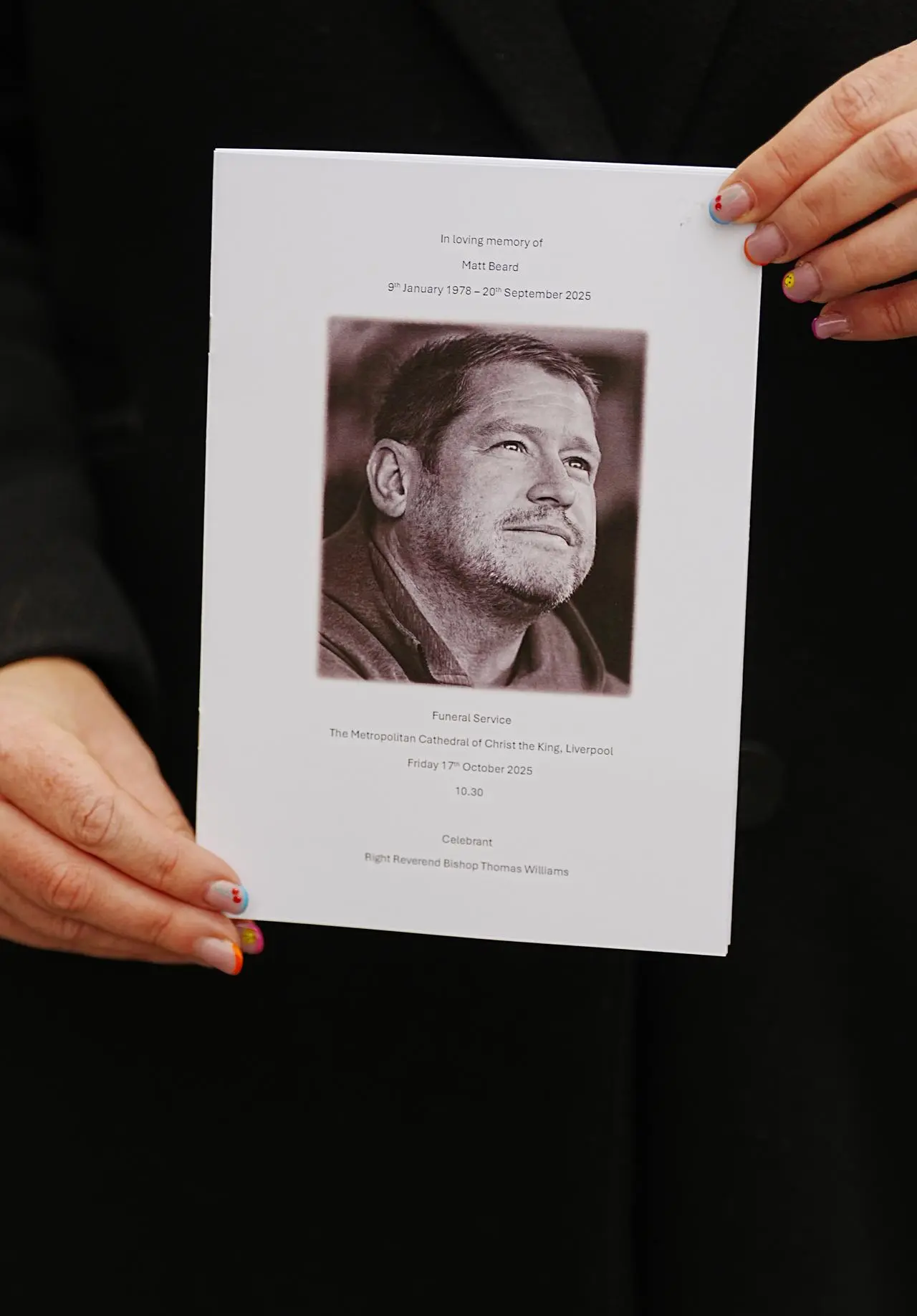 The order of service for Matt Beard