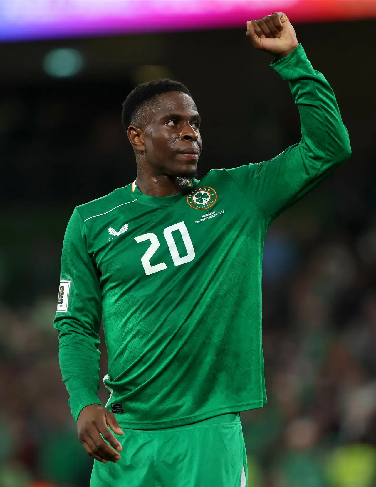 Chiedozie Ogbene salutes the crowd