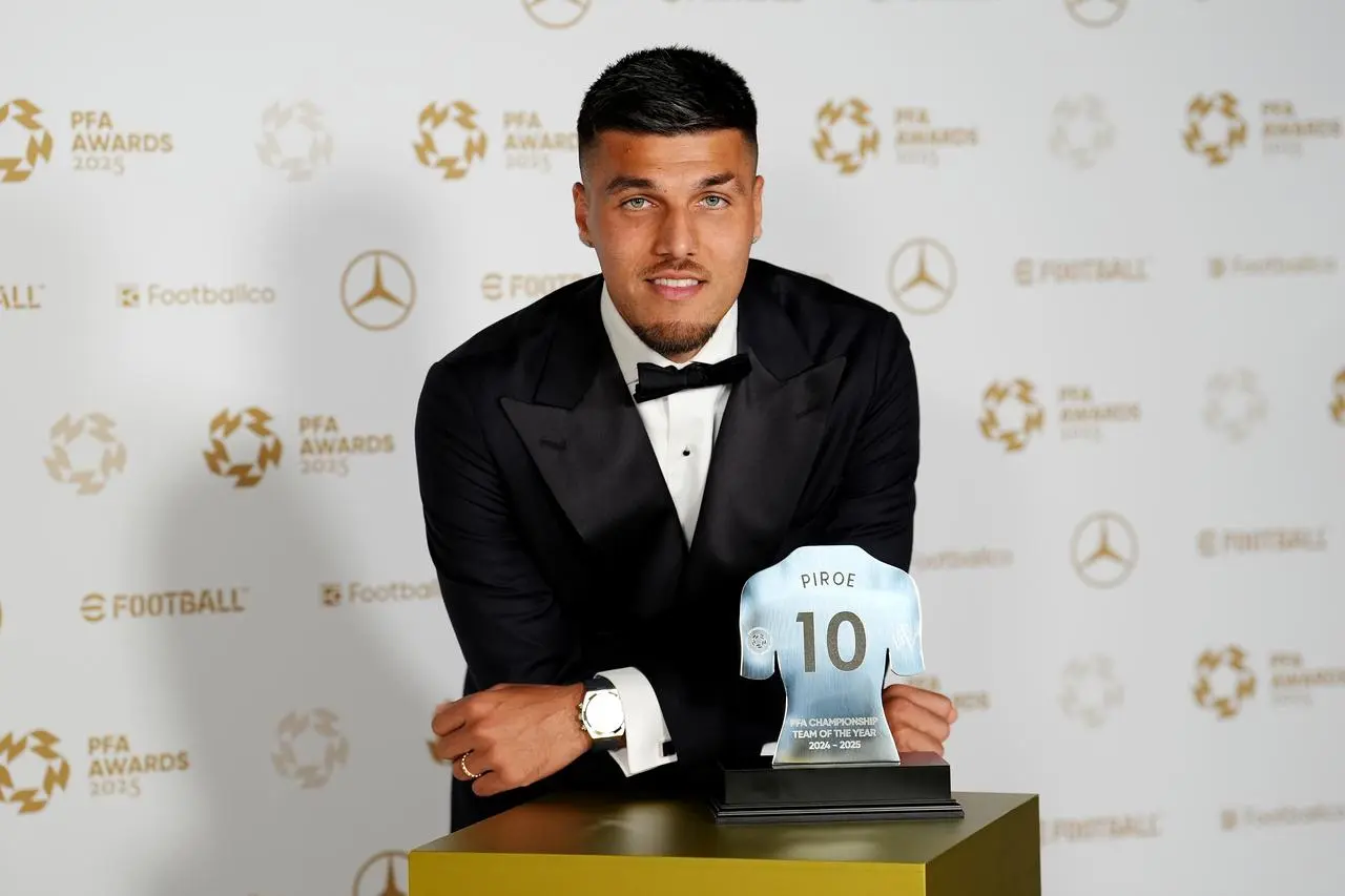 Joel Piroe with his PFA Championship Team Of The Year 2025 award