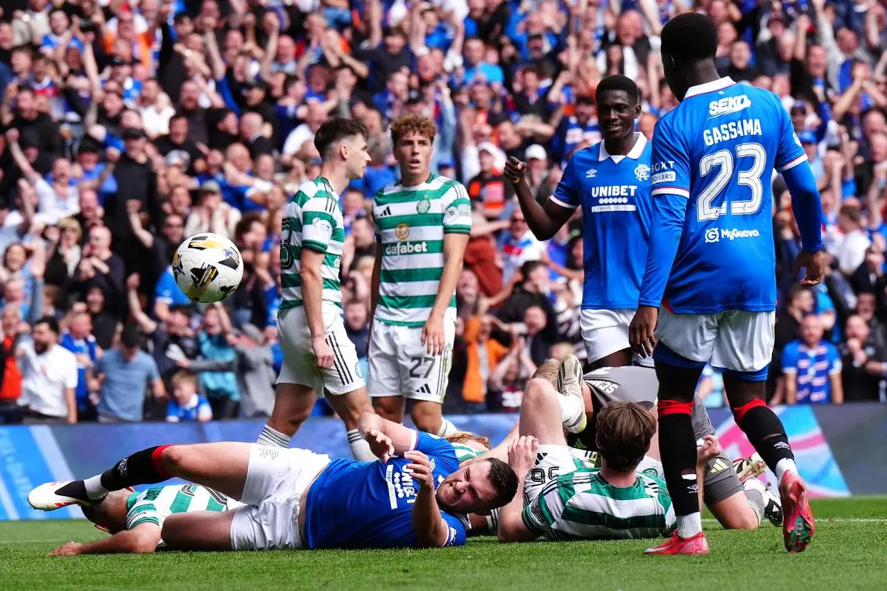 Rangers and Celtic players in action