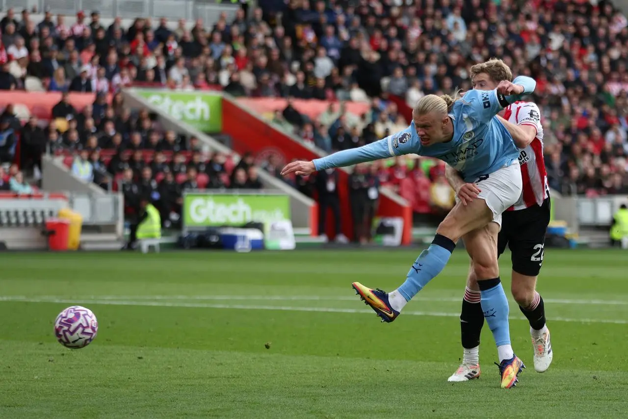 Erling Haaland strikes at goal