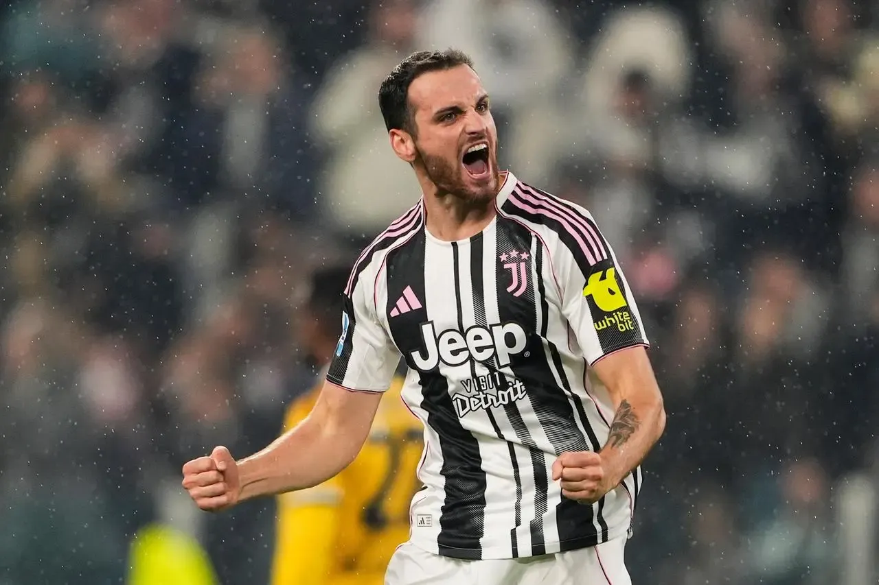 Juventus’s Federico Gatti celebrates scoring