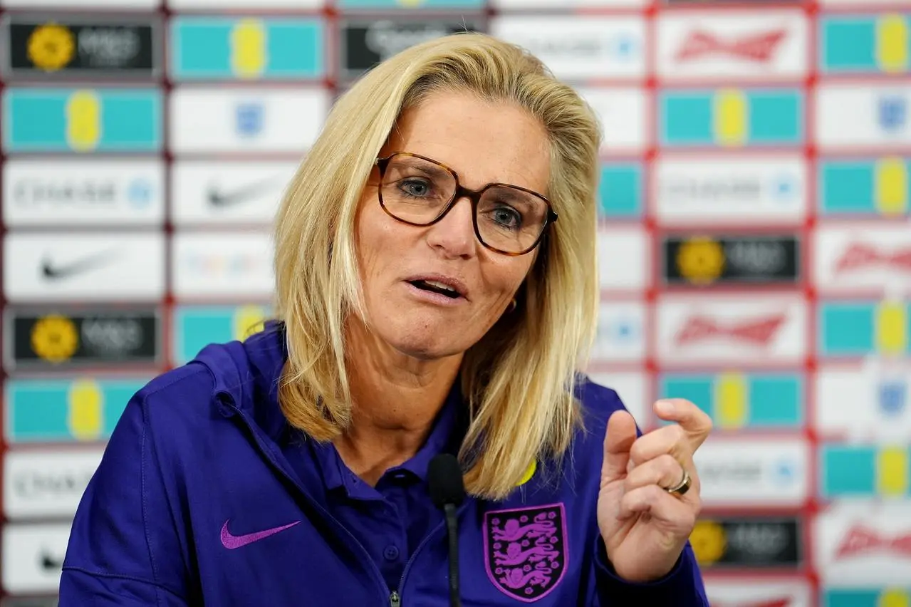 England head coach Sarina Wiegman at a press conference