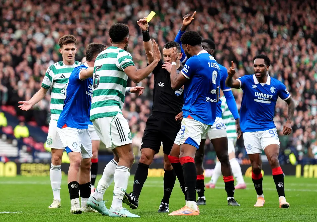 Celticās Auston Trusty was shown a yellow card by referee Nick Walsh