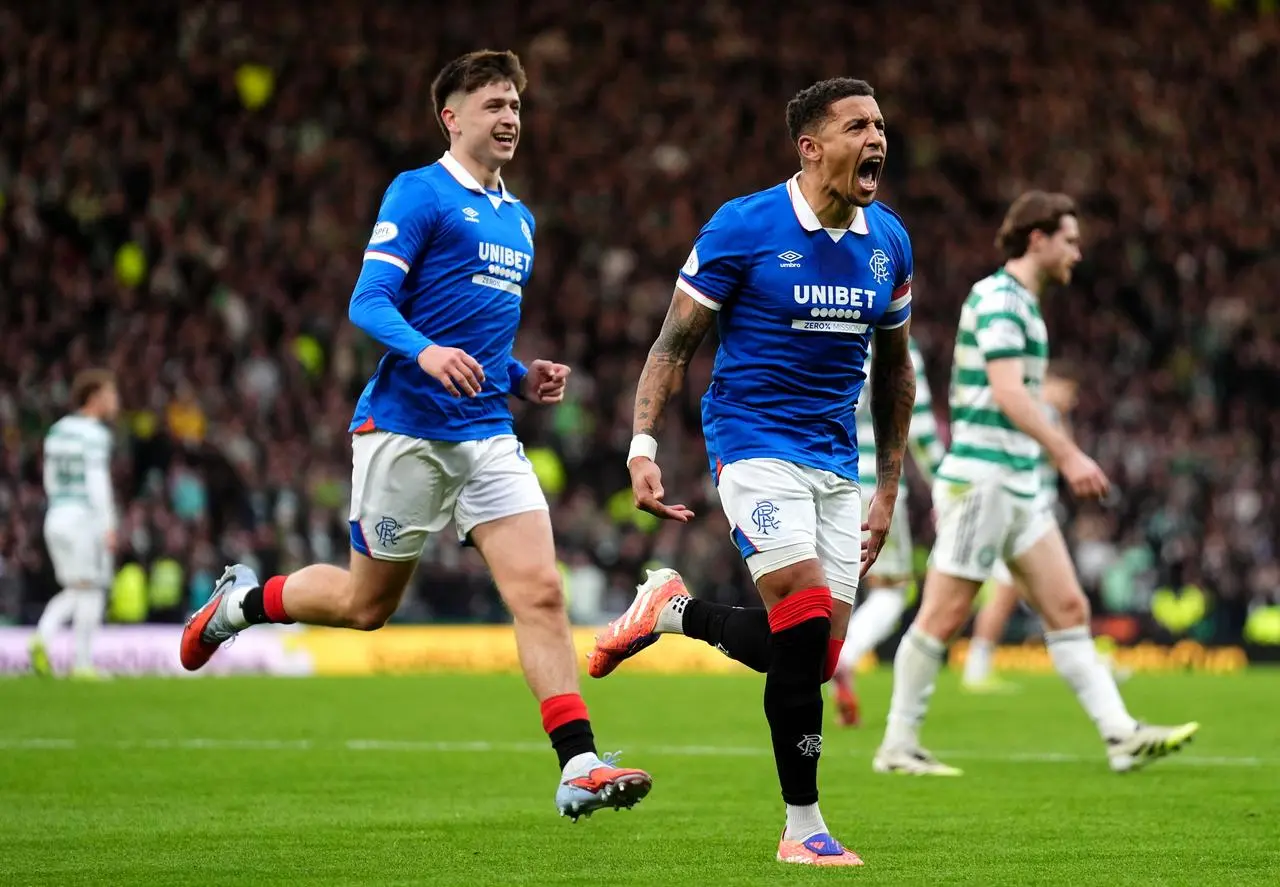 Rangersā James Tavernier celebrates
