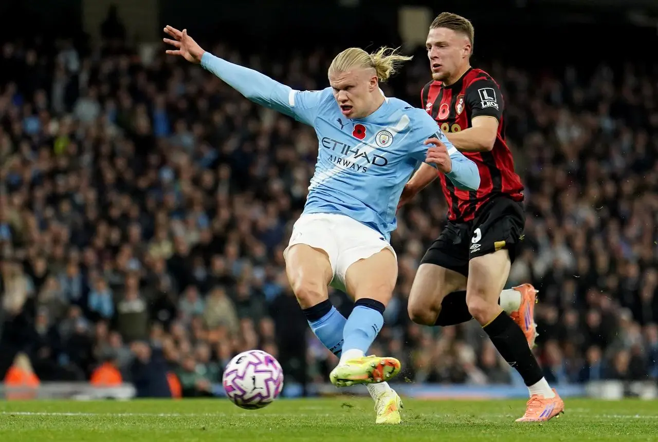 Erling Haaland scores City's first goal