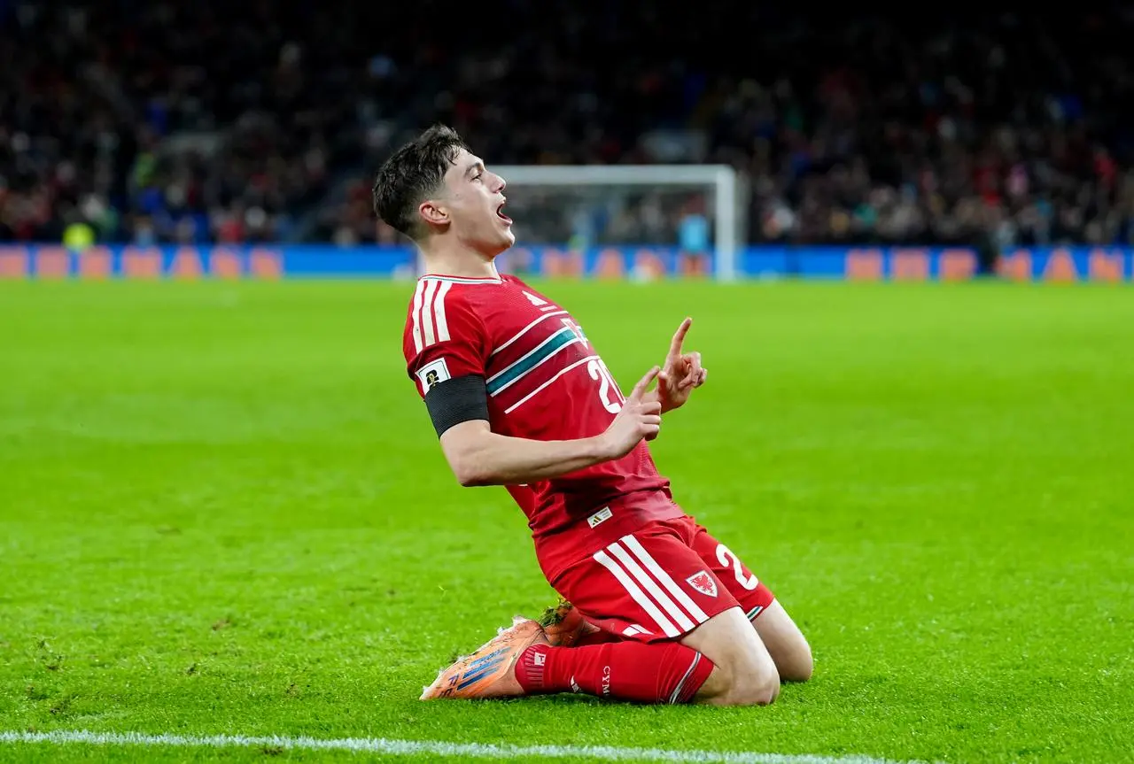 Dan James celebrates