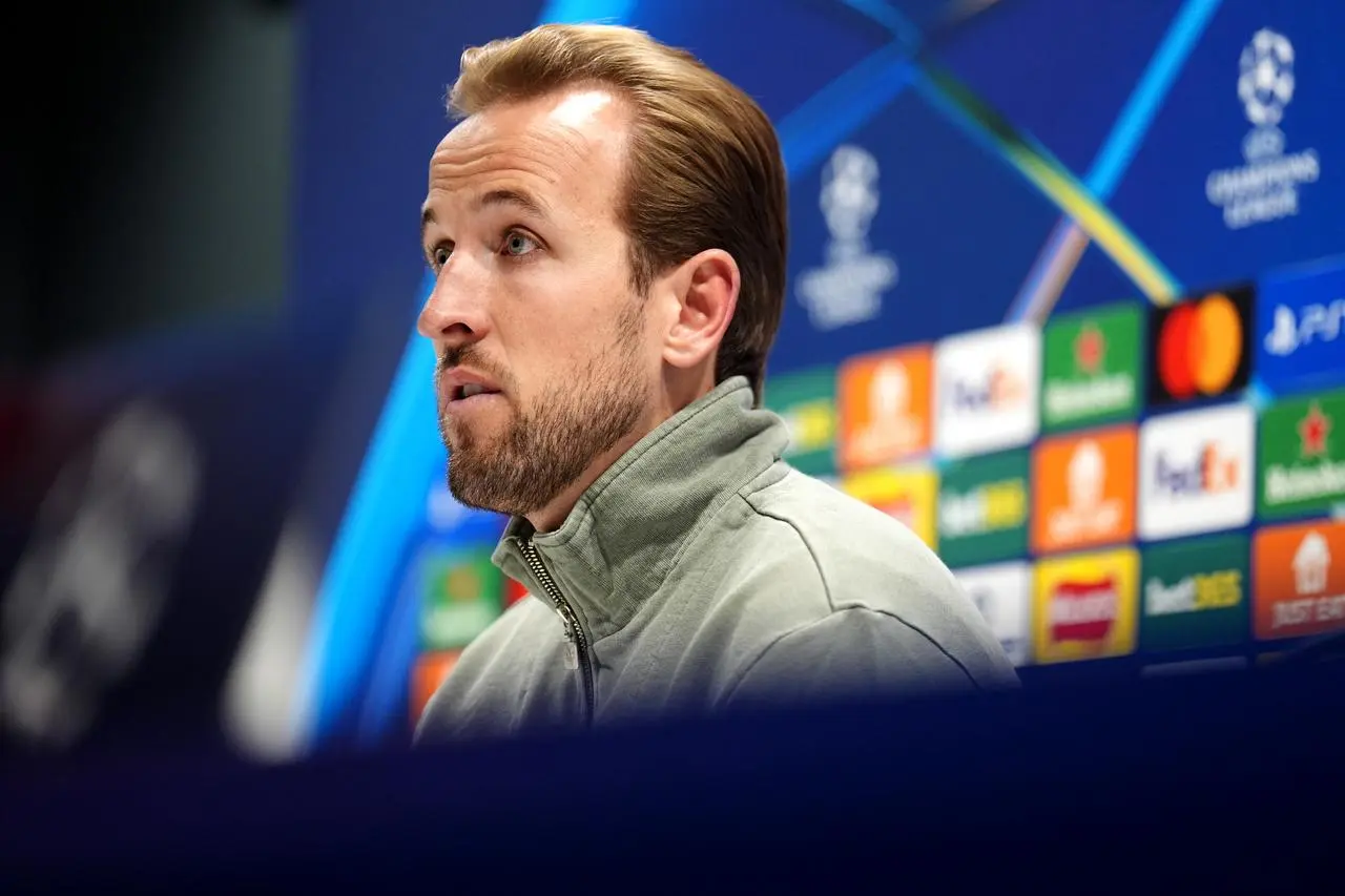 Harry Kane speaks at a press conference