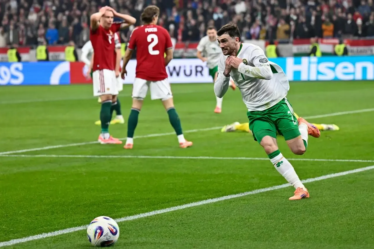 Troy Parrott, right, sparks scenes of delirium by scoring Ireland's late winner