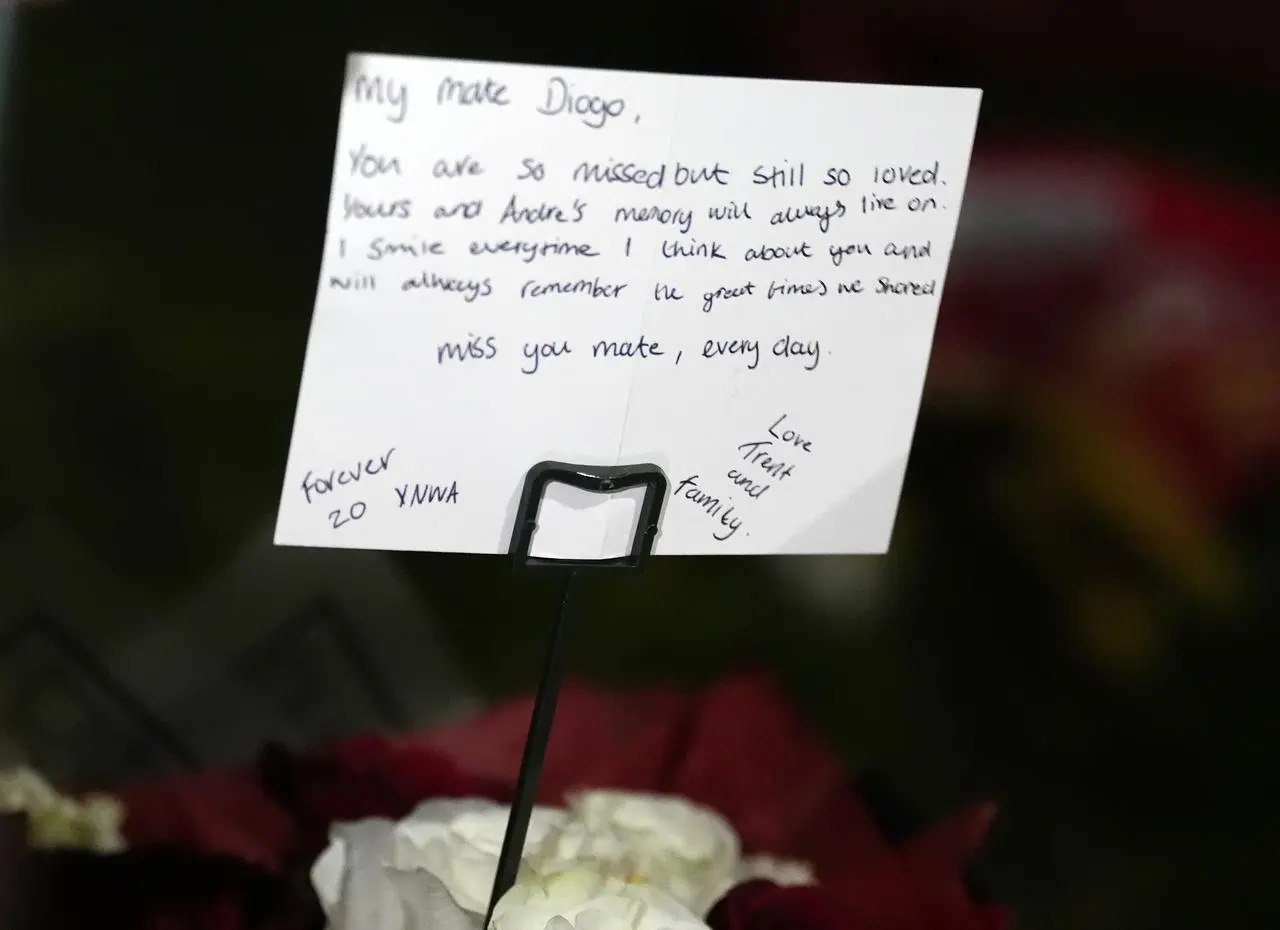 A hand-written message by Trent Alexander-Arnold left at Anfield's Diogo Jota memorial