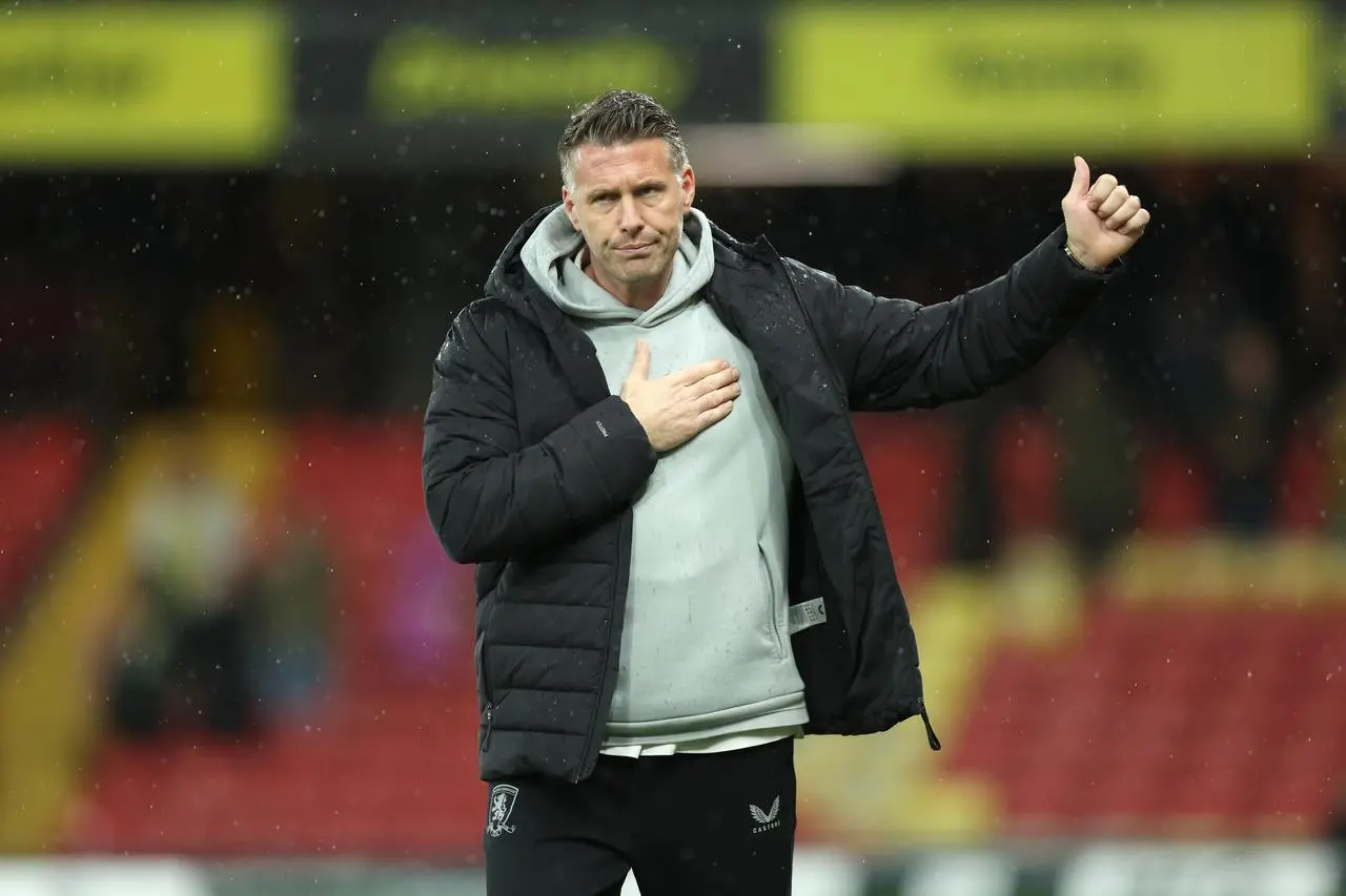 Middlesbrough manager Rob Edwards gestures