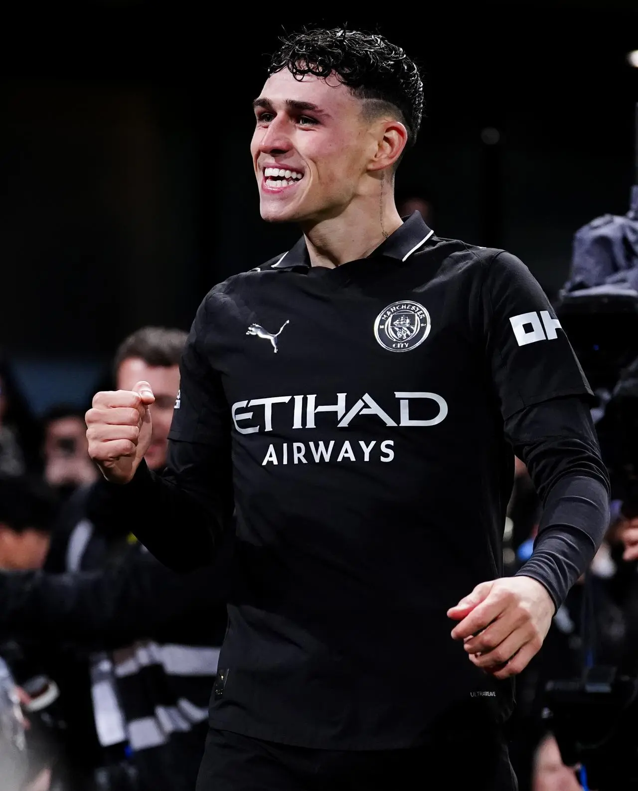 Manchester City’s Phil Foden celebrates scoring