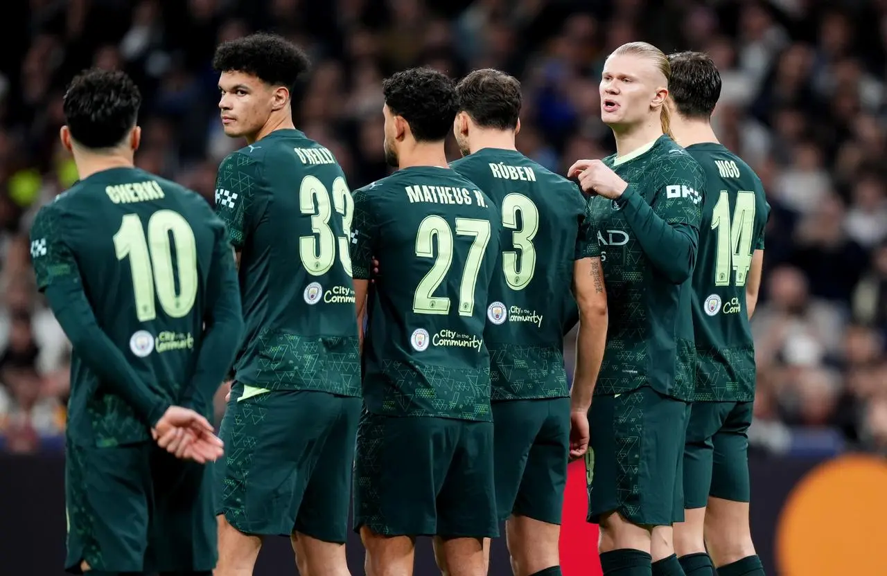 Man City players celebrate