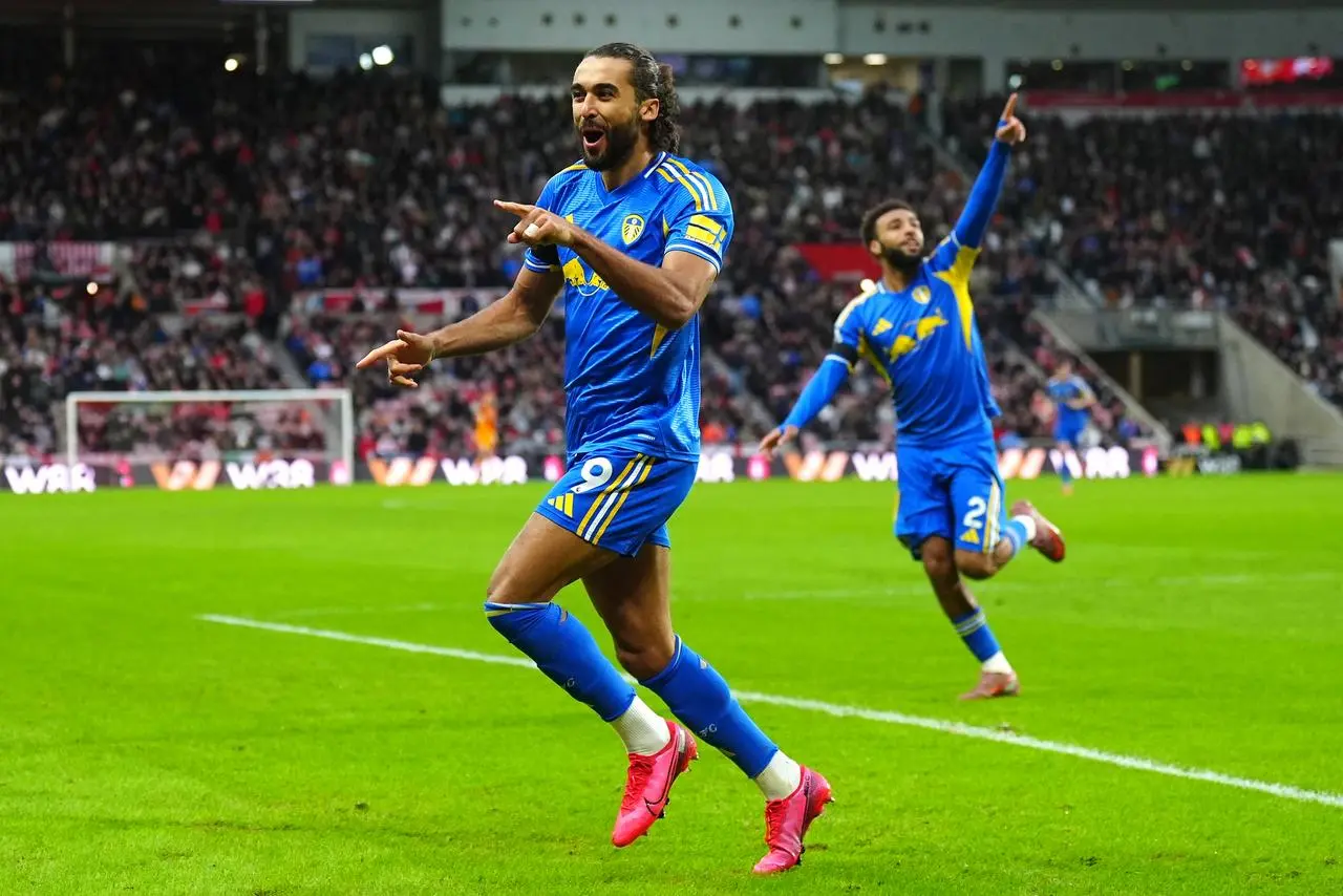 Dominic Calvert-Lewin celebrates scoring for Leeds at Sunderland