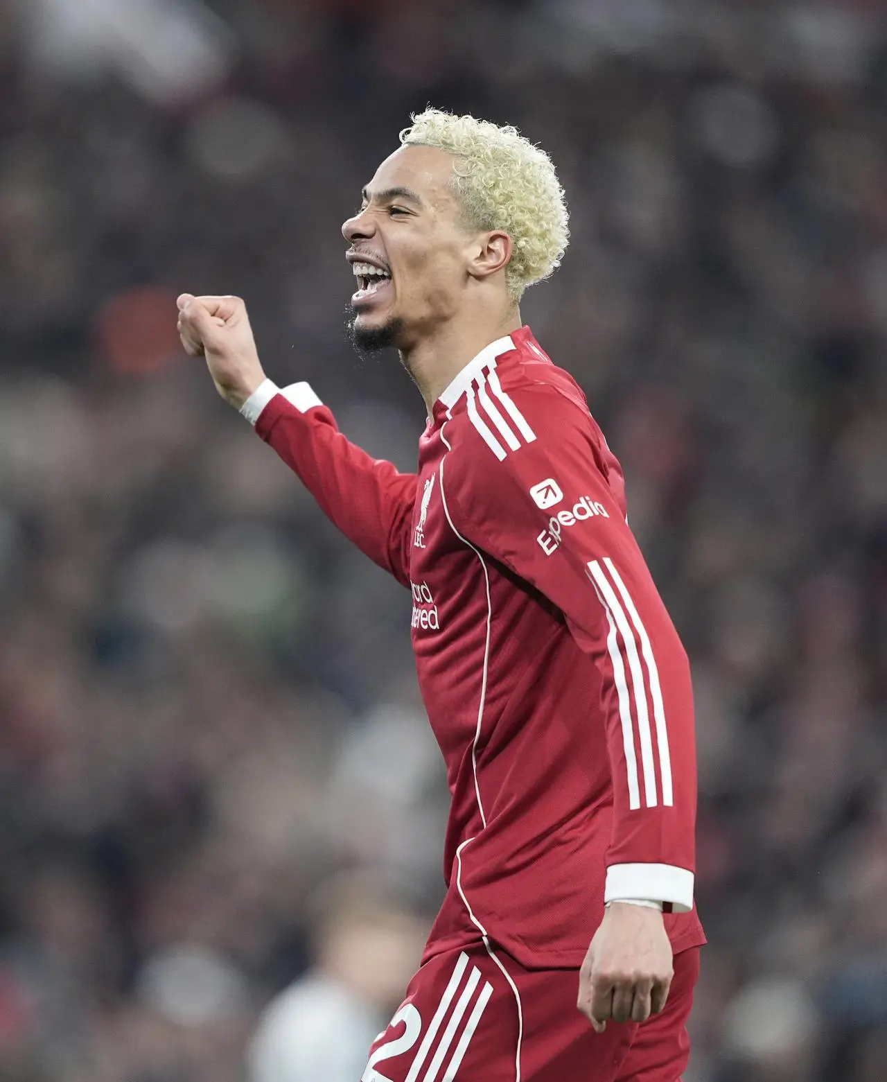 Liverpool’s Hugo Ekitike celebrates