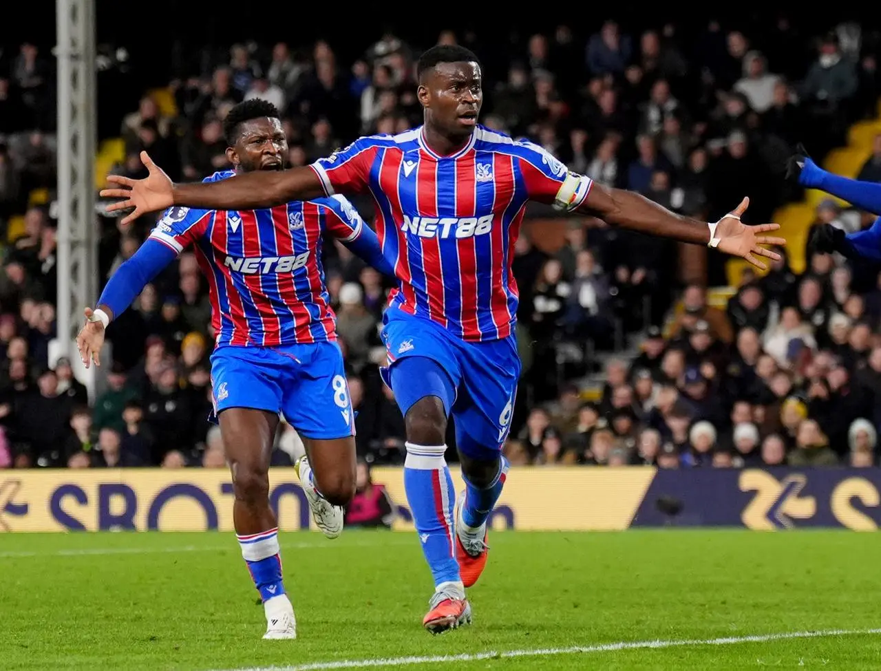Marc Guehi celebrates scoring a goal for Crystal Palace