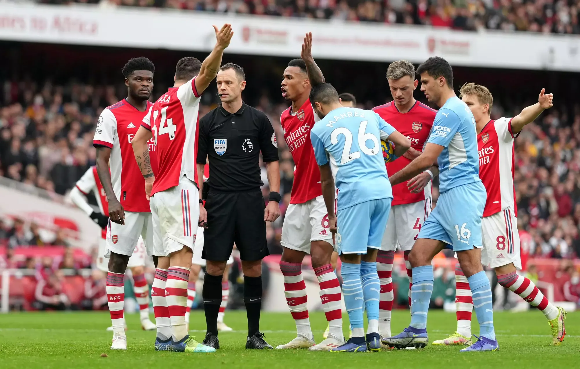 Gabriel sees red against Man City