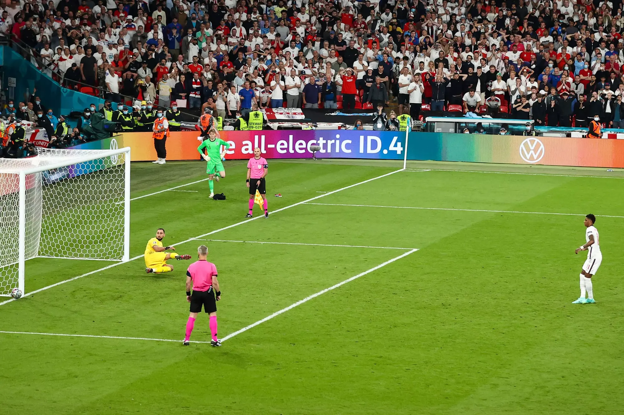 Marcus Rashford misses a penalty in the Euro 2020 final against Italy