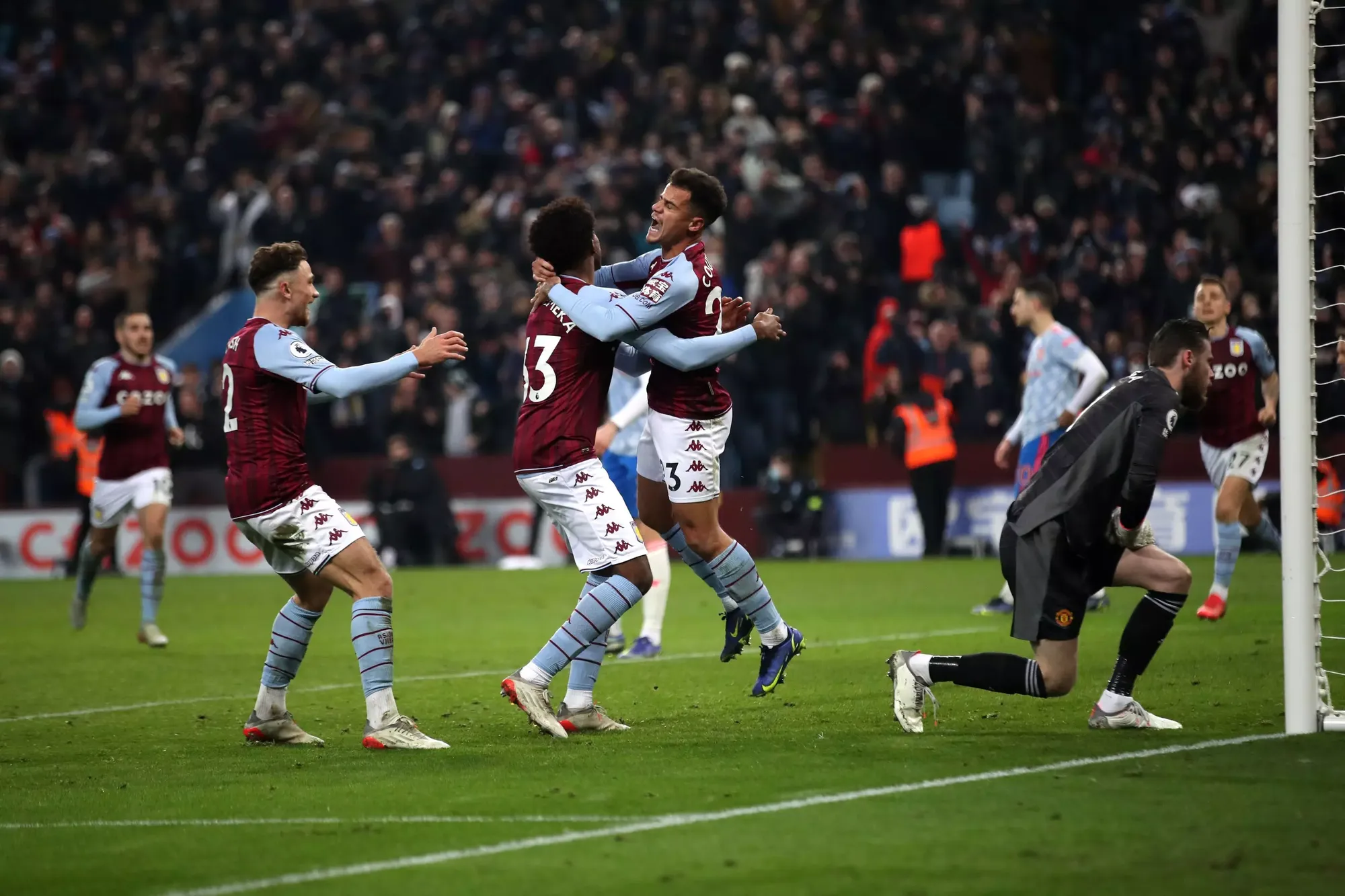 Brazilian Philippe Coutinho celebrates his equaliser against Man Utd