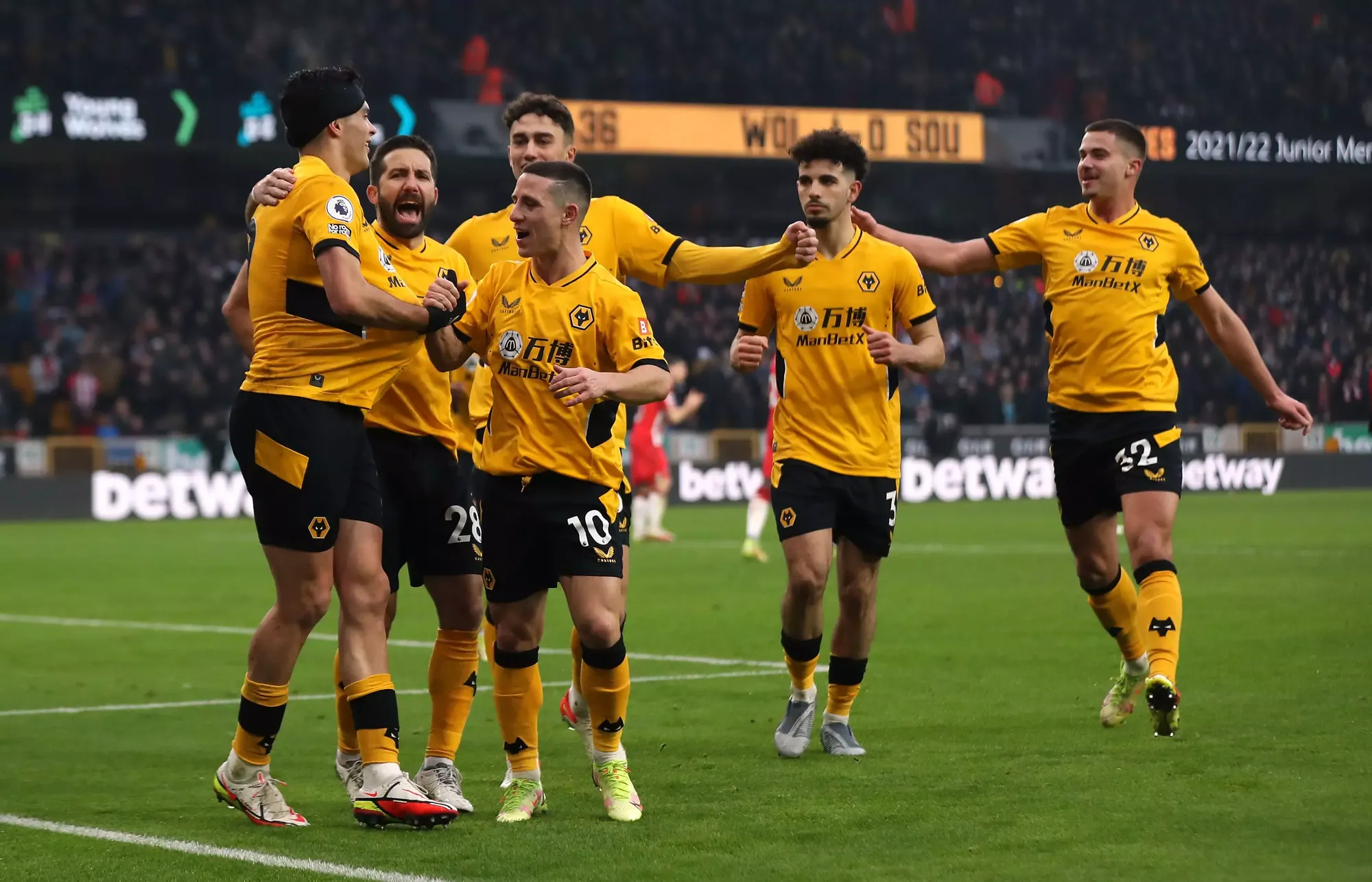 Wolves striker Raul Jimenez celebrates scoring against Southampton