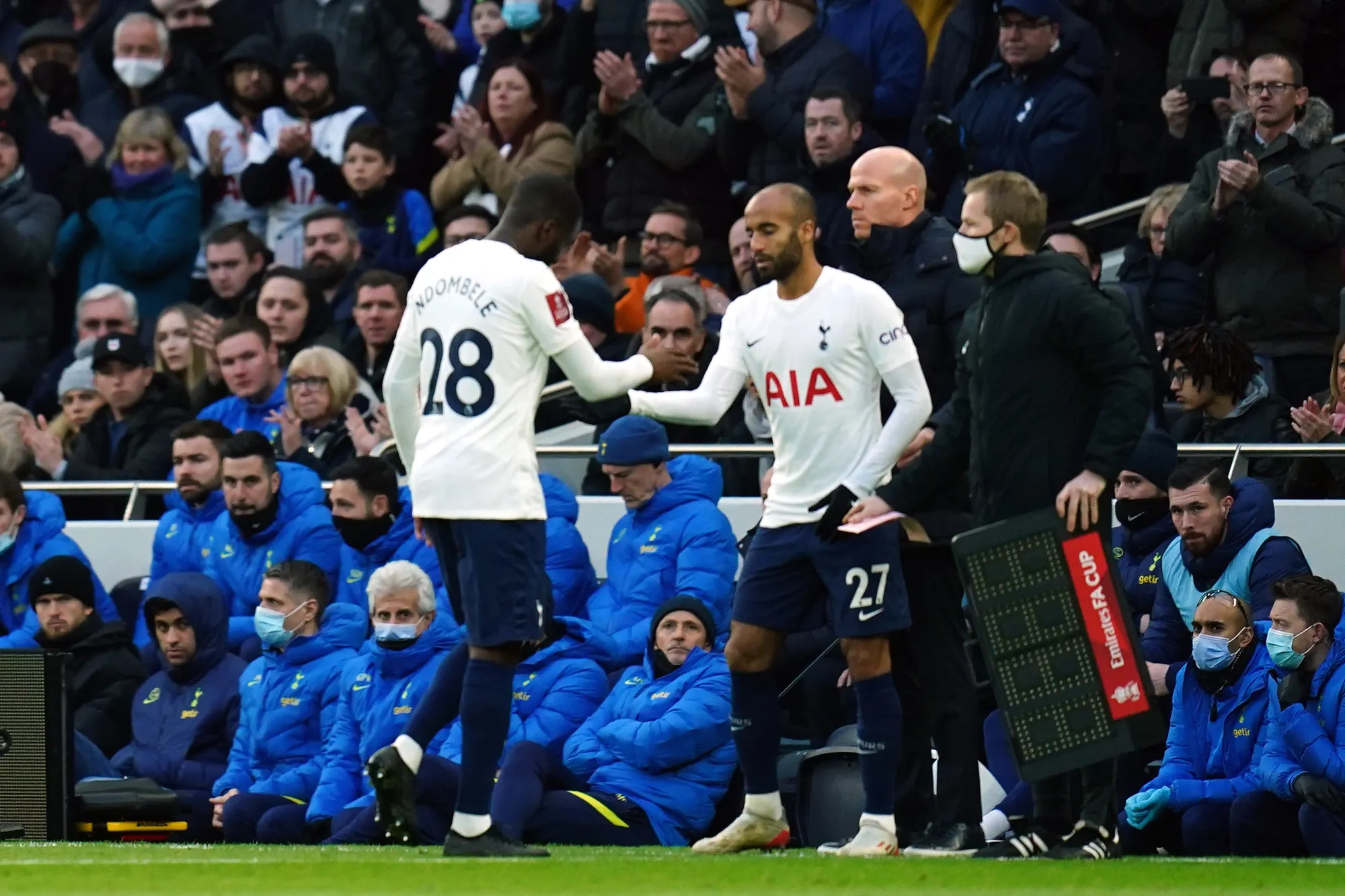 Tanguy Ndombele was replaced by Lucas Moura