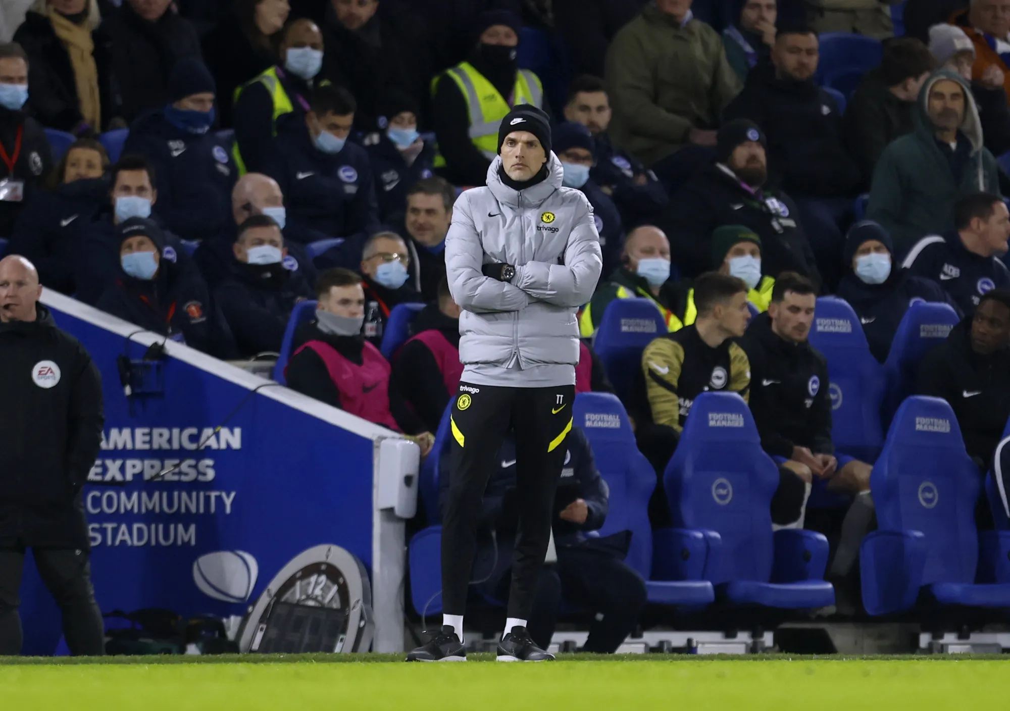 Thomas Tuchel arms folded on the touchline