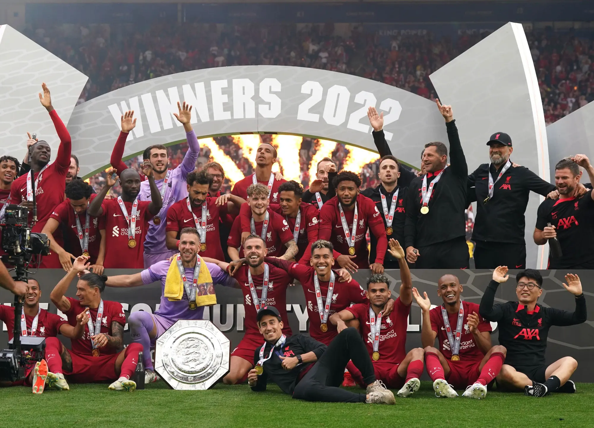 Liverpool celebrate winning the Community Shield at the King Power Stadium