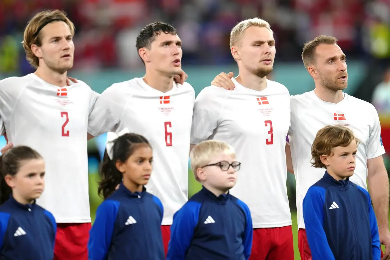 Some of the Denmark team ahead of their game against France