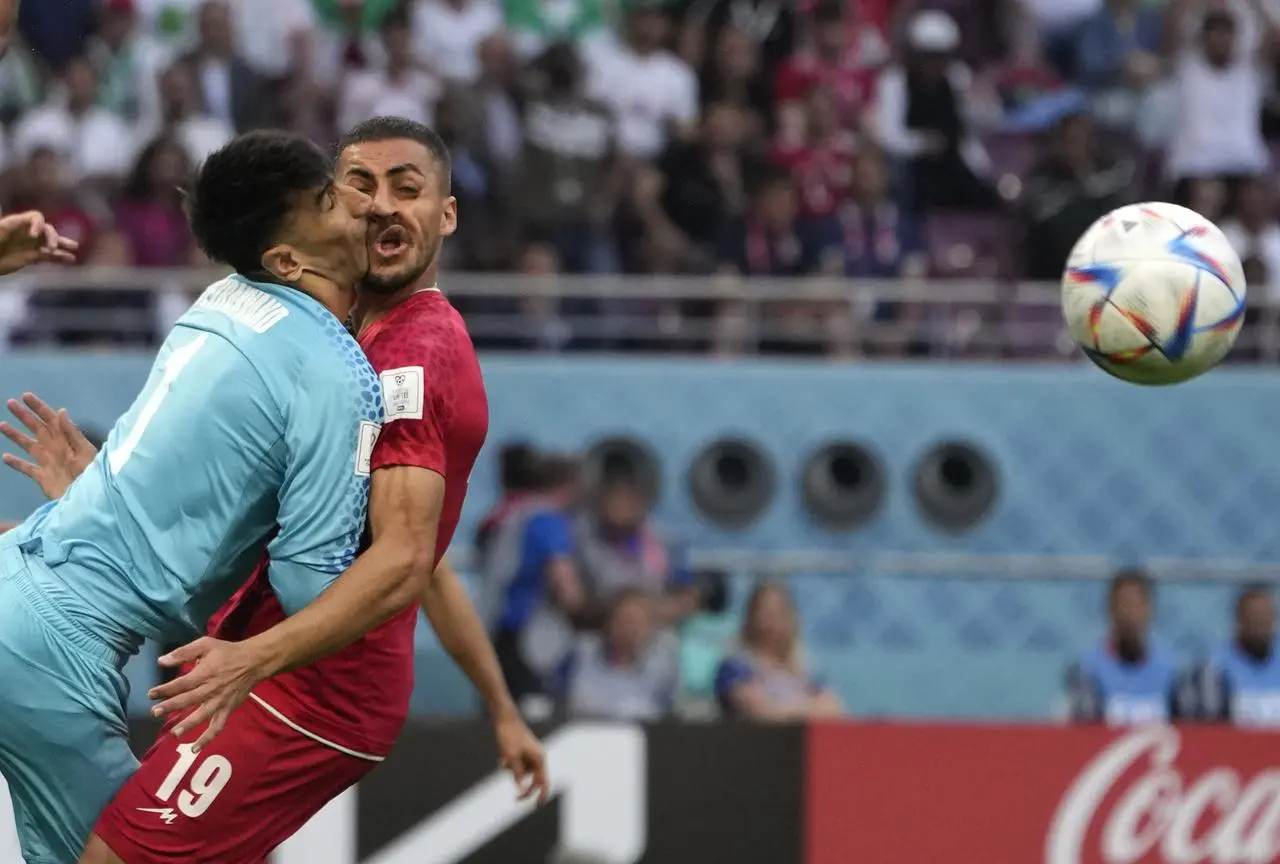 Alireza Beiranvand, left, was injured against England 