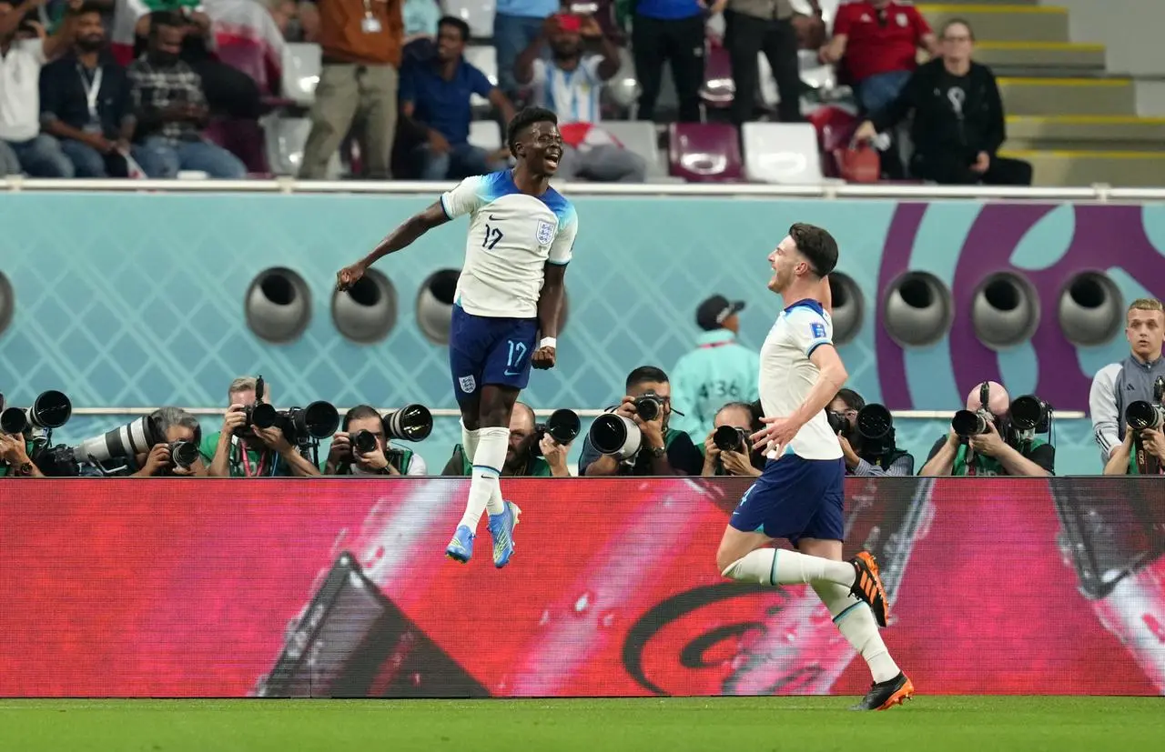 Bukayo Saka celebrated scoring England's second goal 