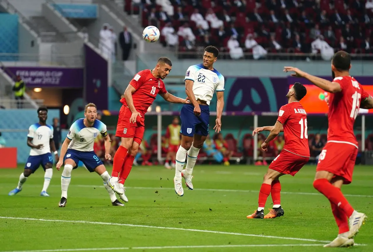 England’s Jude Bellingham rose to open the scoring against Iran