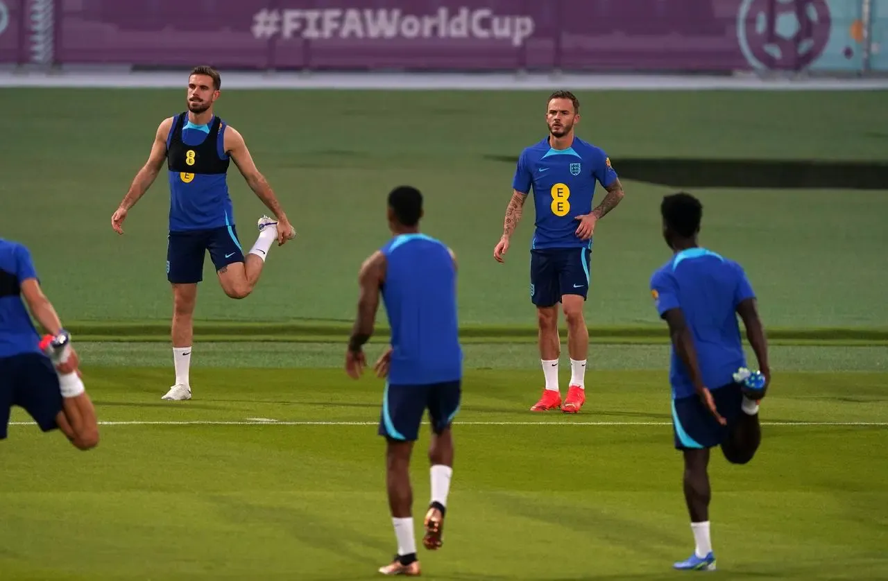 James Maddison and his England team-mates trained on Wednesday in Qatar