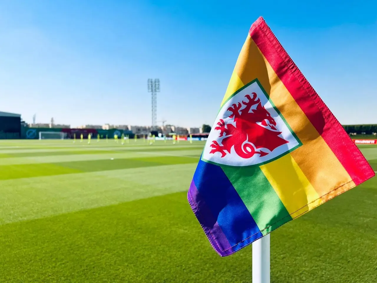 A rainbow flag at Wales' World Cup training base