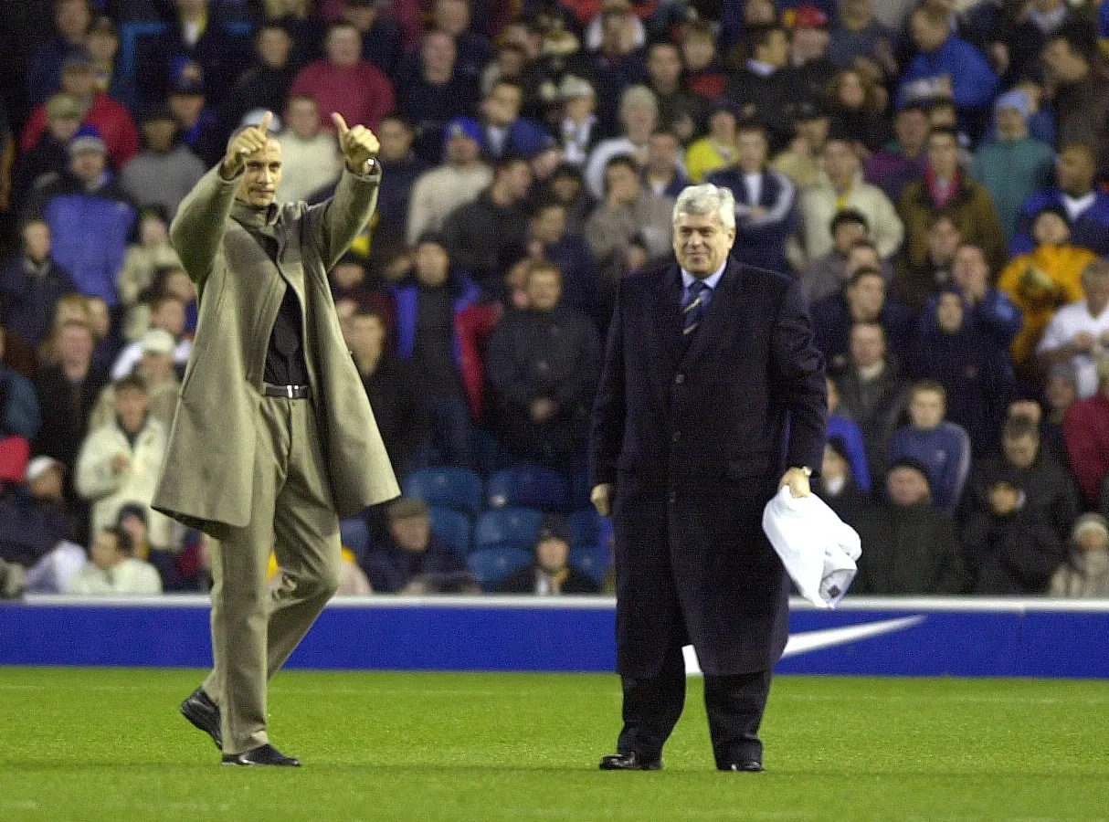 Ferdinand was introduced to Leeds fans at Elland Road before their Premier League win against Arsenal in November 2000